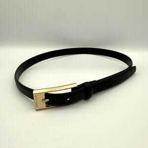 Jones Wear Black Leather Belt Gold Buckle Womens Medium 90s Y2K Minimalist